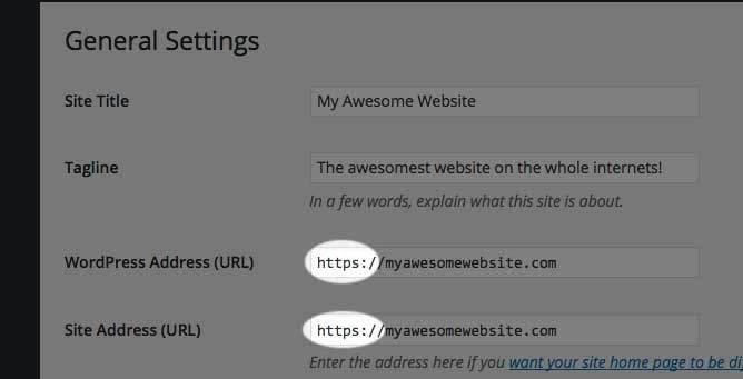 Wordpress Settings Update to HTTPS