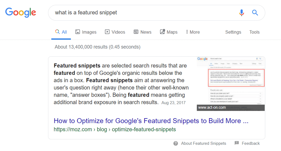What is a featured snippet?