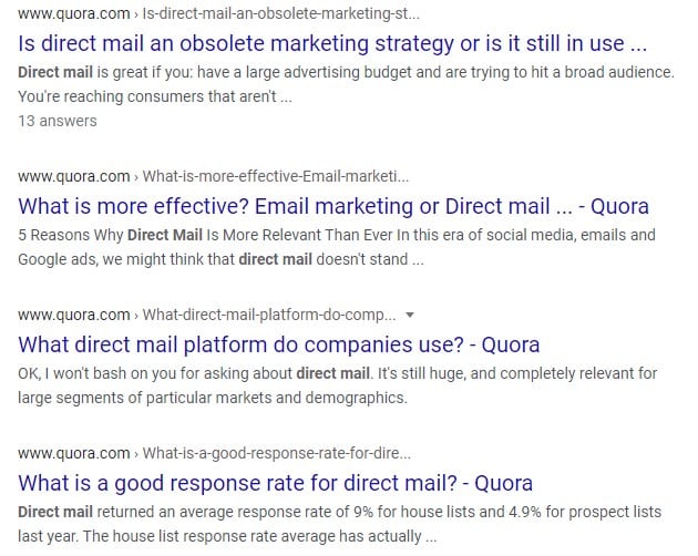 quora direct mail questions